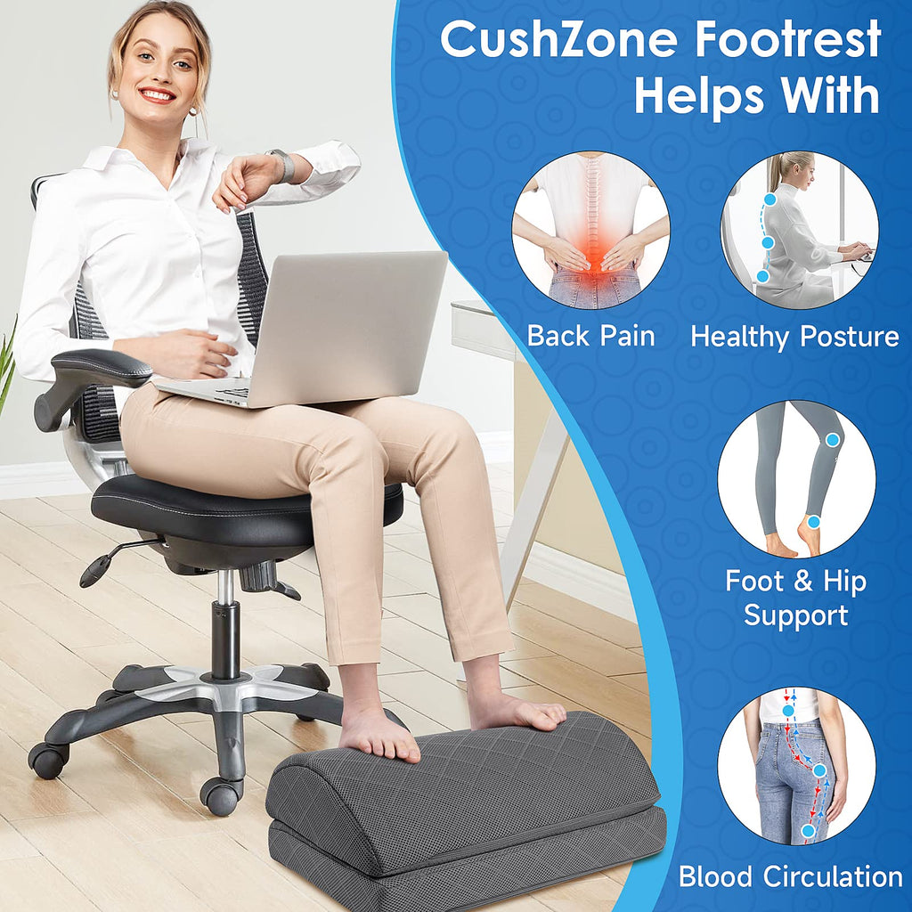 Foot Rest,Desk & Gaming Accessories,Foot Rest for Under Desk at Work,Comfortable Footrest with 2 Adjustable Heights & Removable Cover, Office Desk Accessories（Gray-20 in）