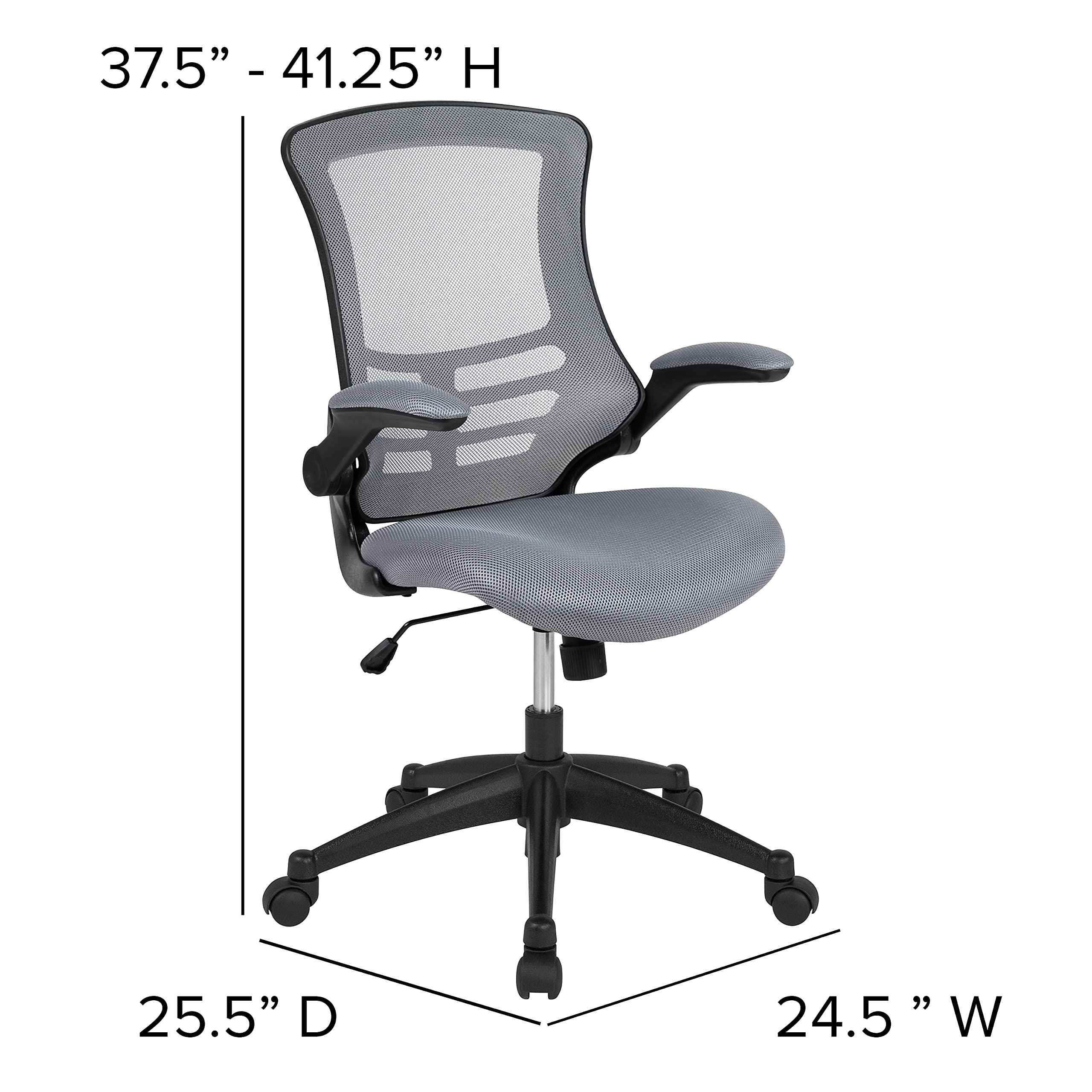 Office Chair, Ergonomic, Mid-Back, Dark Gray Mesh with Swivel