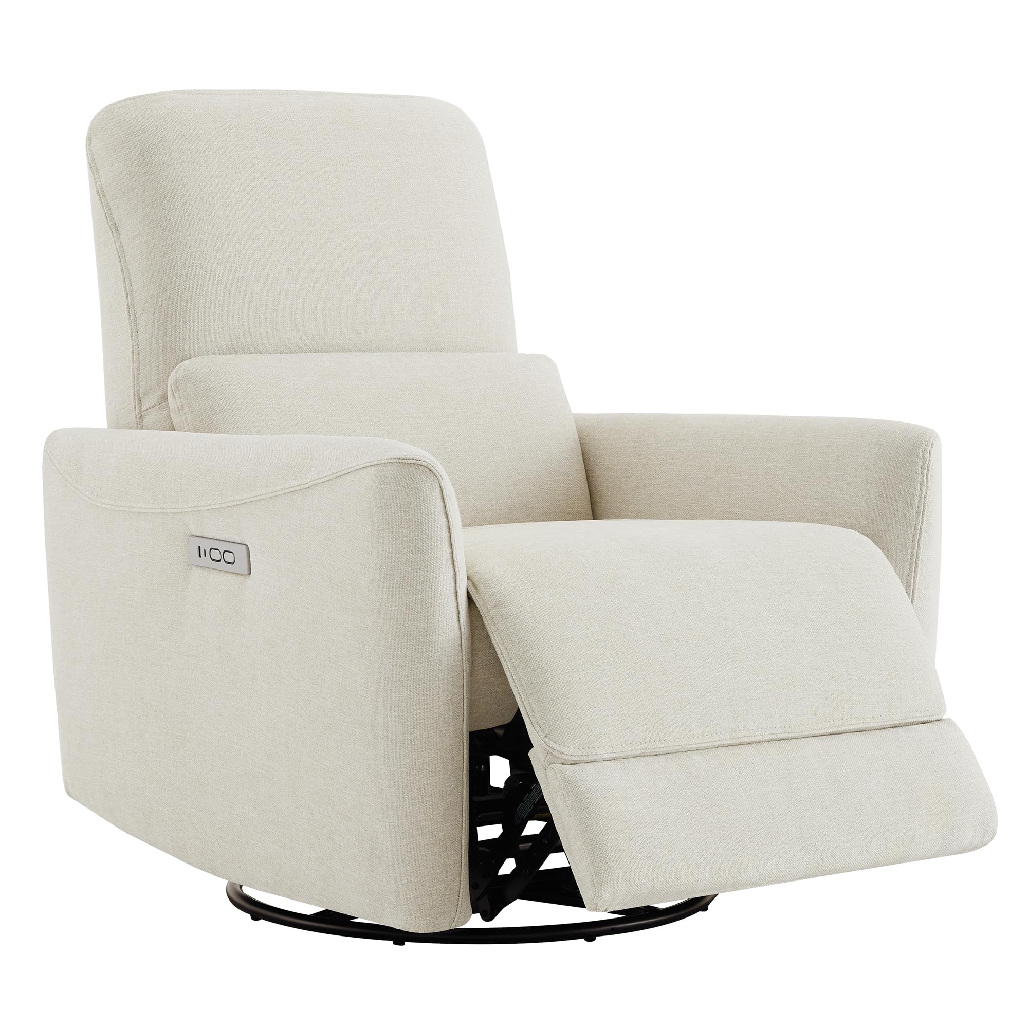 Power Recliner Chair Swivel Glider, FSC Certified Upholstered Living Room Nursery Reclining Sofa Chair with Lumbar Support, Linen