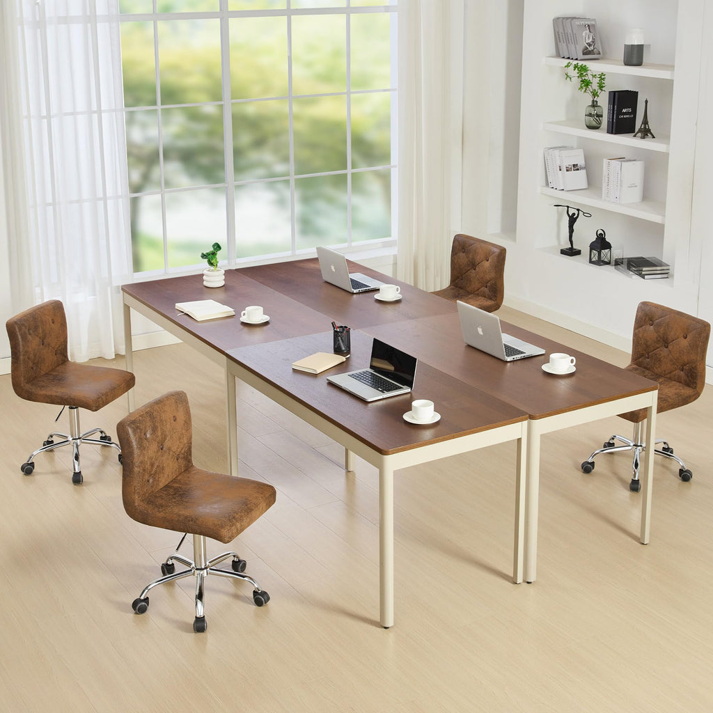 PU Leather Mid-Back Armless Desk Chair Adjustable Height 360° Rolling Swivel for Office Work, Dark Brown