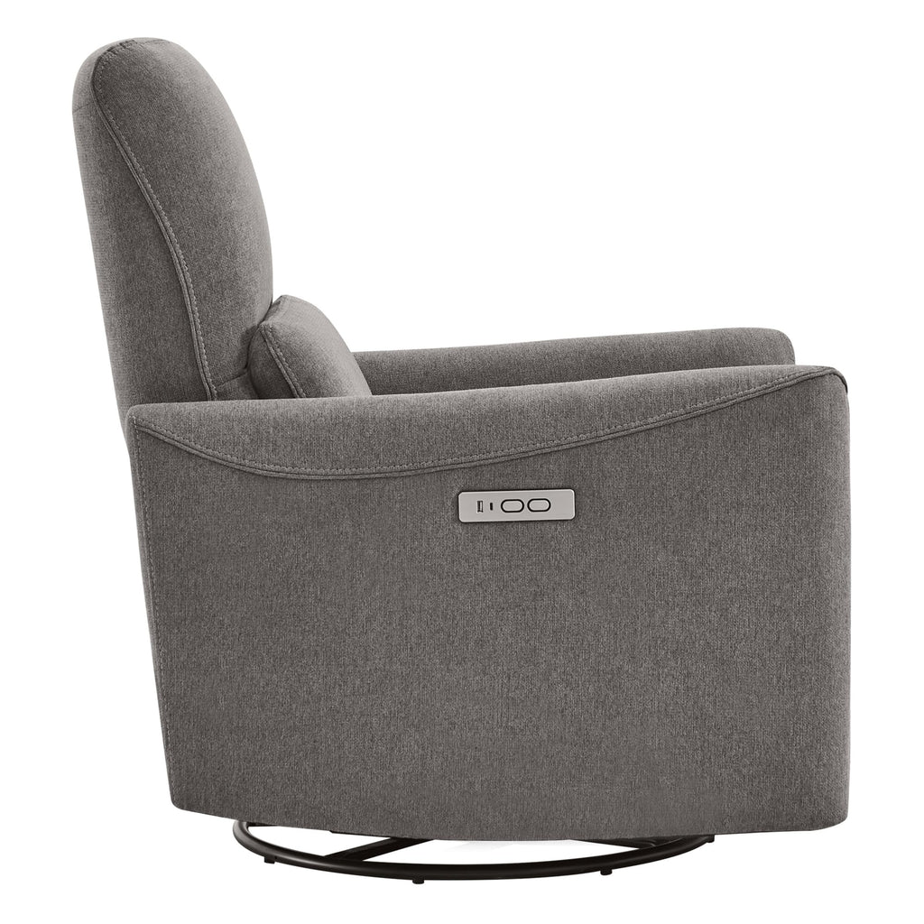 Power Recliner Chair Swivel Glider, FSC Certified Fabric Living Room Reclining Sofa Chair with Lumbar Support, Metal Grey