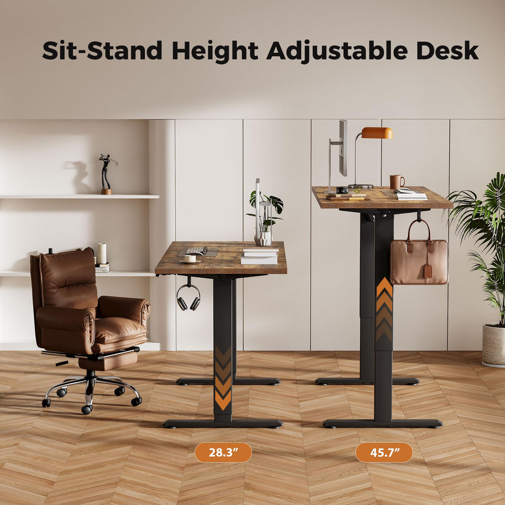 48*24 Inch Height Adjustable Electric Standing Desk, Rustic Brown