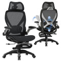 X100 Ergonomic Mesh Office Chair with Footrest, Big and Tall Hone Desk Chair with 5D Flip-Up Arms, Adjustable 3D Lumbar Support,Gaming & Executive Computer Chairs