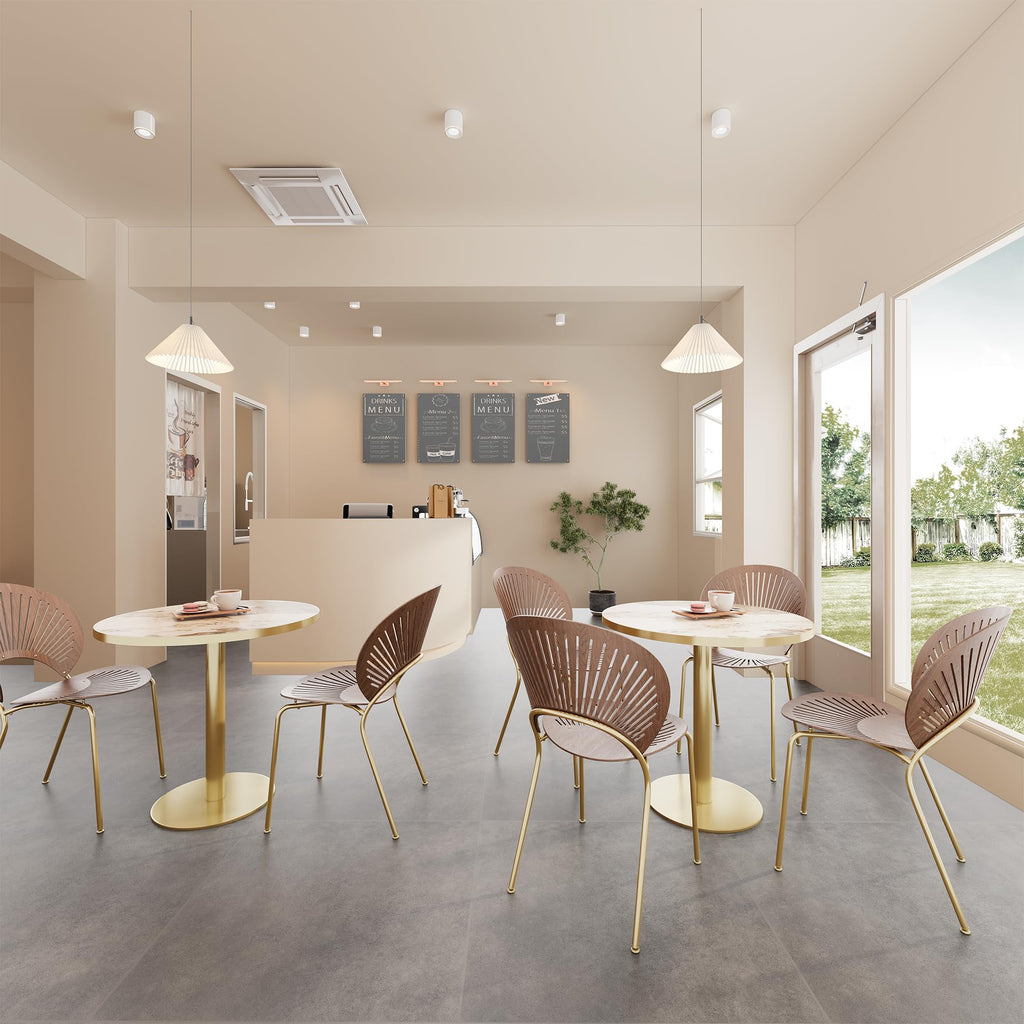 31.5" Round Tulip Dining Table, Mid-Century Tulip Table Kitchen Tulip Dining Table 2 People with Faux Marble Table Top & Stainless Steel Base for Office Living Room