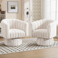 Swivel Accent Barrel Chair Set of 2- Cute Comfy Small Round 360° Arm Chair Teddy Sofa Club Reading Chair for Office  Living Room Bedroom White