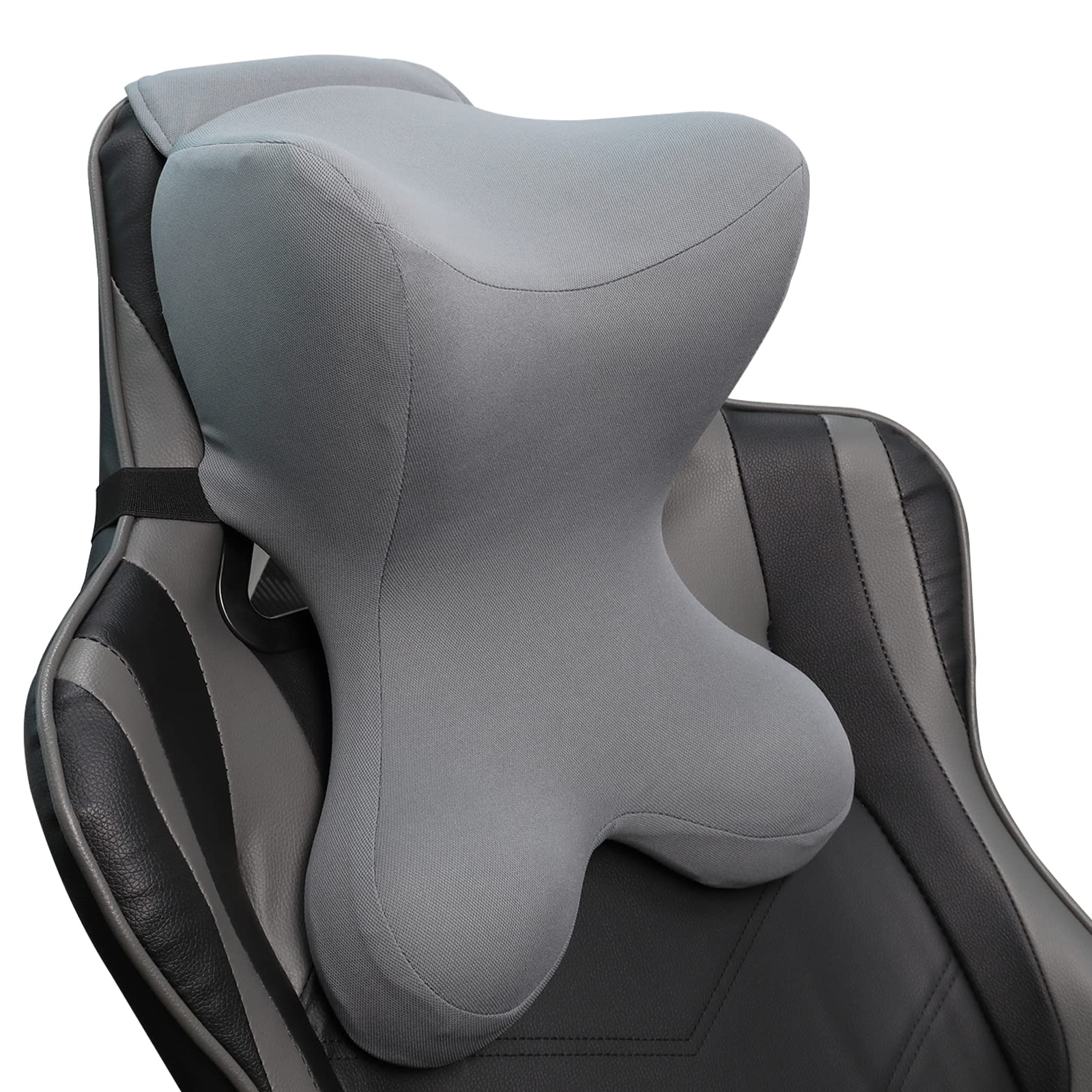 Headrest Pillow/Gaming Chair Pillow with Adjustable Strap Removable Cover Ergonomic Design Neck Support Pillow for Car, Office Chair, Gaming Chair (Grey)