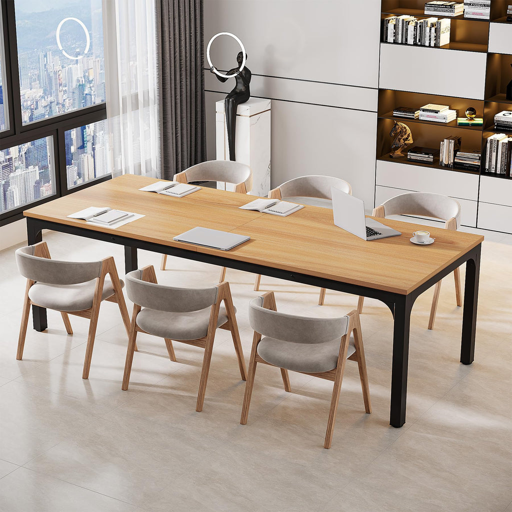 6.5 FT Conference Room Table, 78.74" W x 27.56" D Large Office Conference Table, Modern Seminar Meeting Table Desk for Boardroom, Meeting Room (1, Natural)