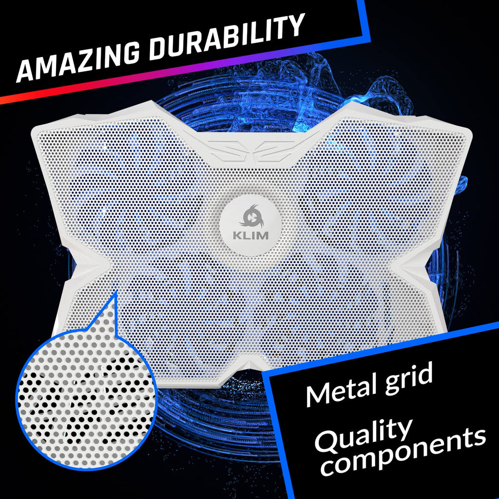 Laptop Cooling Pad - More Than 500 000 Units Sold - New - The Most Powerful Rapid Action Cooling Fan - Laptop Stand with 4 Cooling Fans at 1200 RPM - USB Fan - PS5 PS4 - Full White