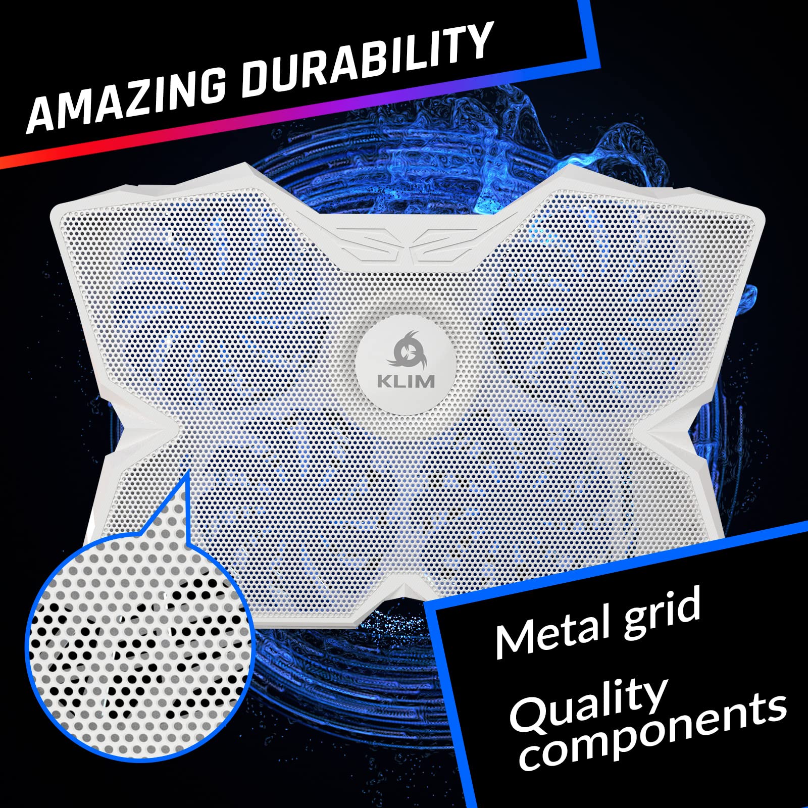 Laptop Cooling Pad - More Than 500 000 Units Sold - New - The Most Powerful Rapid Action Cooling Fan - Laptop Stand with 4 Cooling Fans at 1200 RPM - USB Fan - PS5 PS4 - Full White