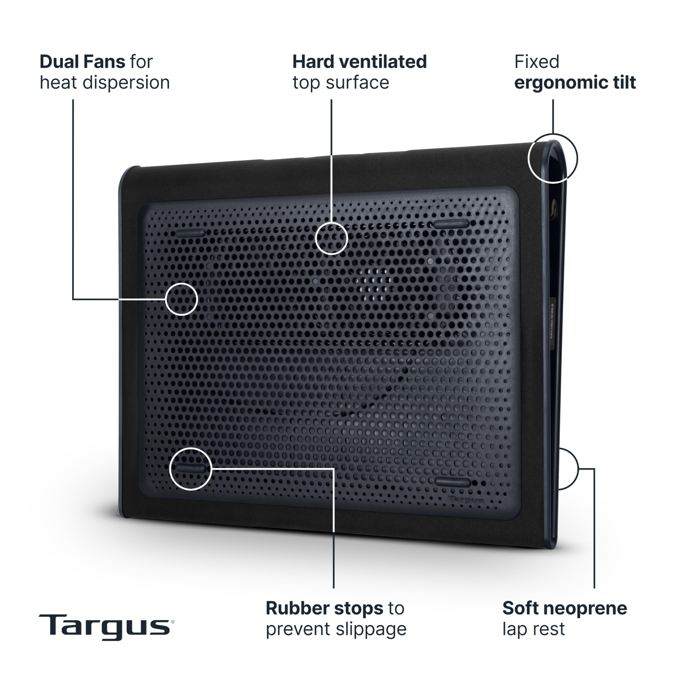 17 Inch Dual Fan Lap Chill Mat - Soft Neoprene Laptop Cooling Pad for Heat Protection, Fits Most 17" Laptops and Smaller - USB-A Connected Dual Fans for Heat Dispersion