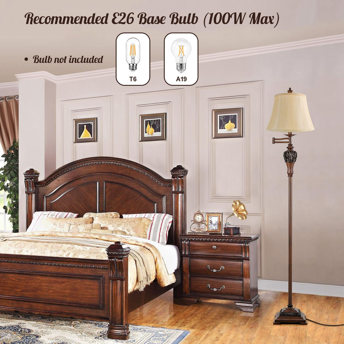 Vintage Floor Lamp for Living Room, Traditional Tall Standing Lamp