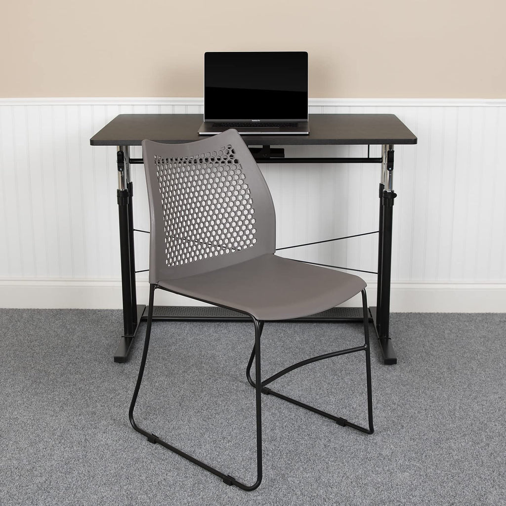 (Set of 5)Hercules Series Contoured Lobby Chairs with Air-Vent Honeycomb Backs, Ergonomic Stacking Chairs for Offices, Gray