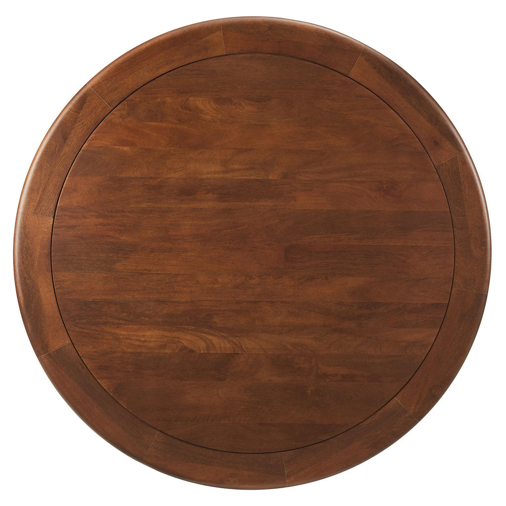 Modway Lippa 48 Inch Round Wood Dining Table with Metal Pedestal in Black Walnut - Modern Industrial Dining Table for 4 People - Solid Wood Tulip Kitchen Table