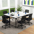 60" Conference Desk Set of 2, Modern Boardroom Desk with Storage Bag, Headphone Hook, Sturdy Metal Frame, Rectangular Seminar Table with Charging Station