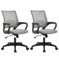 Ergonomic Office Chair | Mid-Back Swivel Desk Chair | Breathable Backrest & Lumbar Support | Adjustable Height | Sponge Seat | Rolling Wheels | Grey | for Adults & Women | Pack of 2
