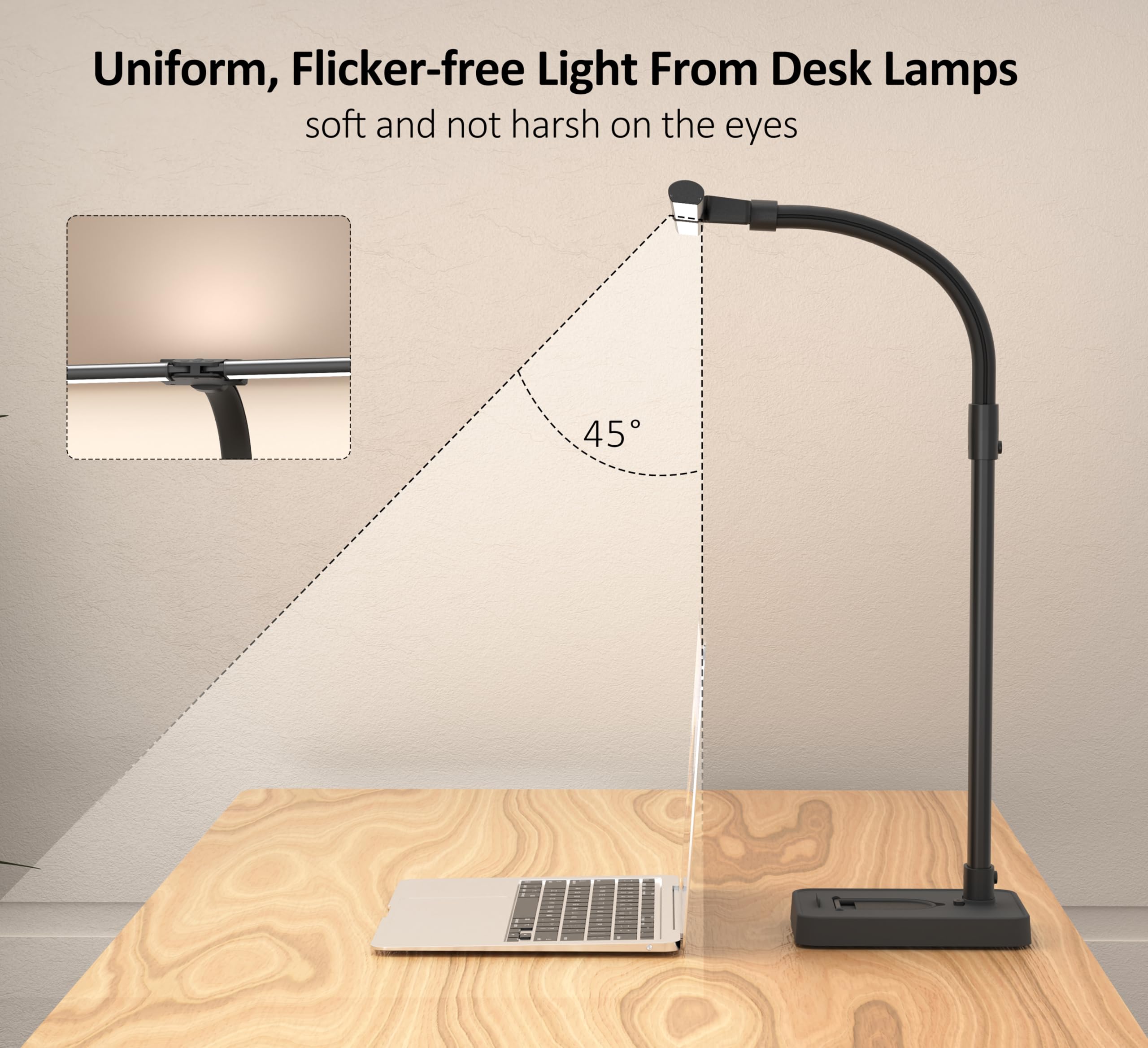 Double Head LED Desk Lamp, Architect Desk Lamps for Office, 24W Brightest Workbench Office Lighting-5 Color Modes and 5 Dimmable Eye Protection Modern Desk Lamp (Black-Desktop, Big)