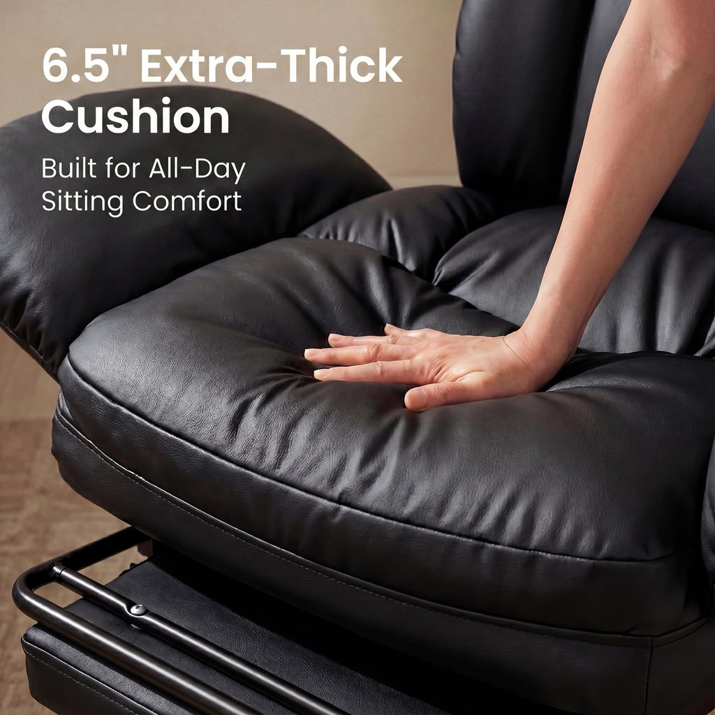 Cross Legged Office Chair with Pets Friendly Seat, Plus Size Criss Cross Desk Chair, Big and Tall Office Chair with Foot Rest, Reversible Armrests & Wide Seat, Black