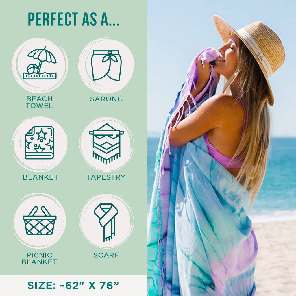 Turkish Yoga Beach Towel - Quick Drying & Sand Resistant, Extra Large