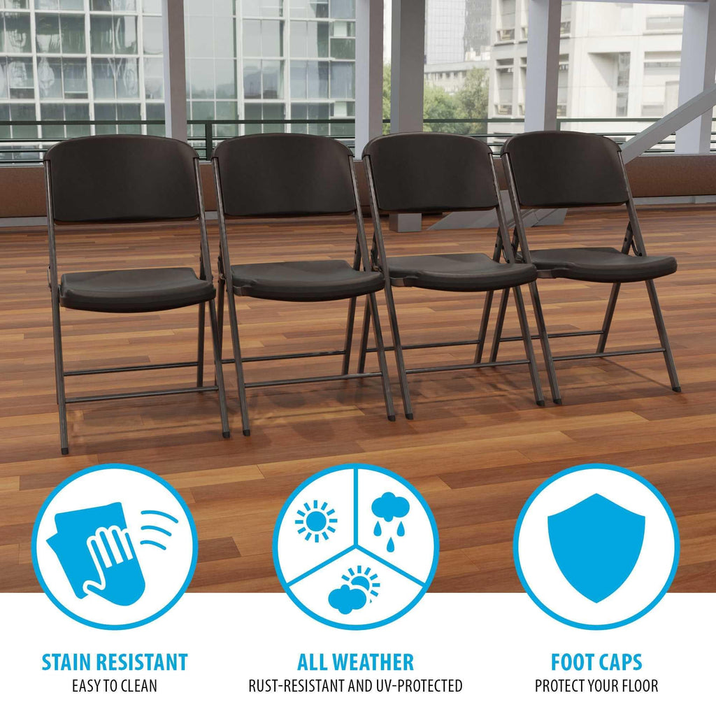 4 Pack, Commercial Grade Folding Chair,  Black