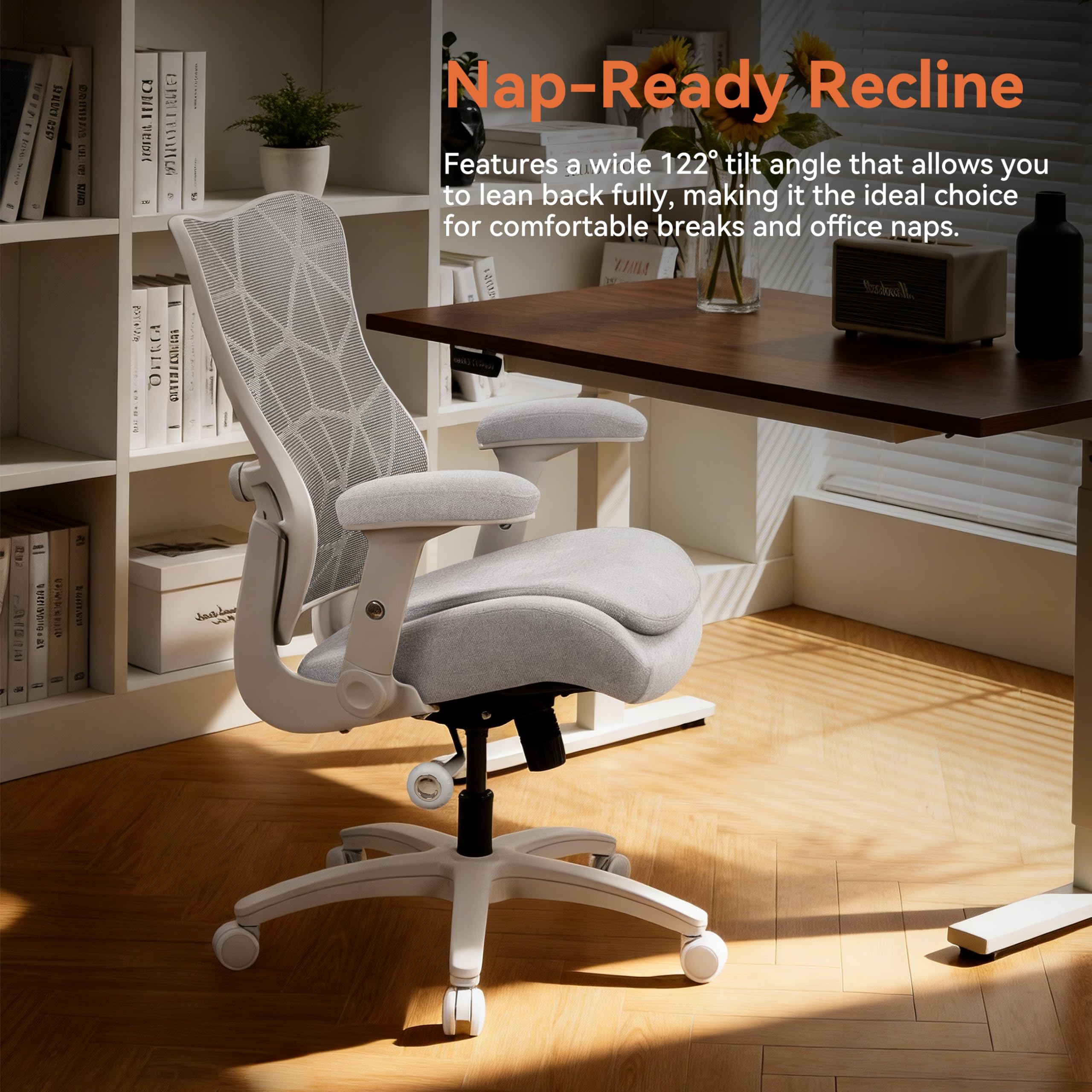 Big and Tall Office Chair 500lbs Heavy Duty Ergonomic Mesh Desk Chair with 23.6" Extra Wide Seat, 29.5" High Back, Adjustable Lumbar Support Flip-Up Arms for Large Body Types(Light Gray)