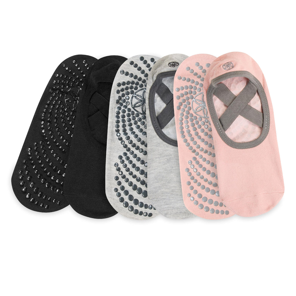Grippy Yoga Socks, Non-Slip, Barre & Pilates (Black/Grey/Pink)
