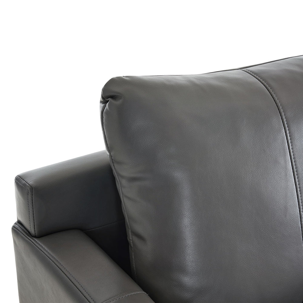 Modern Accent Chair, Faux Leather Lounge Armchair with Sloped Arms, for Living Room, Office, Reception, Waiting Room 4629 (1, Grey)
