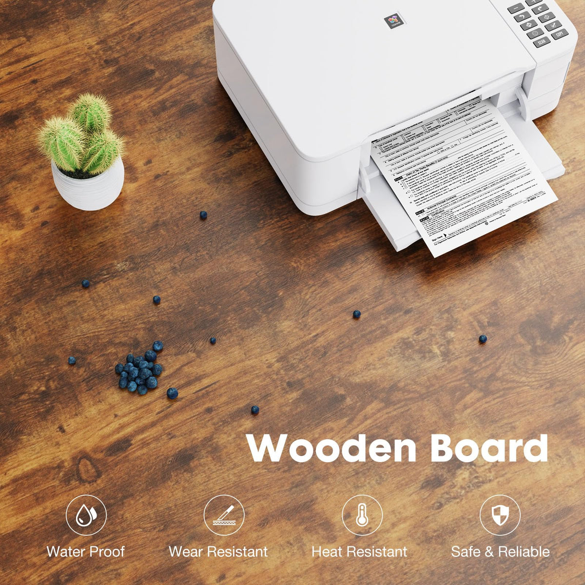 Wood File Cabinet with 3 Drawers, Rolling Printer Stand
