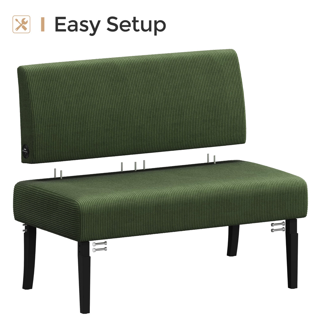 Small Mini Sofa Couch Armless Loveseat, Corduroy Fabric & Easy Assembly, for Small Spaces Office,Living Room,Dorm,Apartment, Green