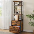 File Cabinet, Home Office Filing Cabinet with Height-Adjustable Open Shelves, 3 Drawers, for A4, Letter-Size Hanging File Folders, Steel Frame, for Home Office, Rustic Brown