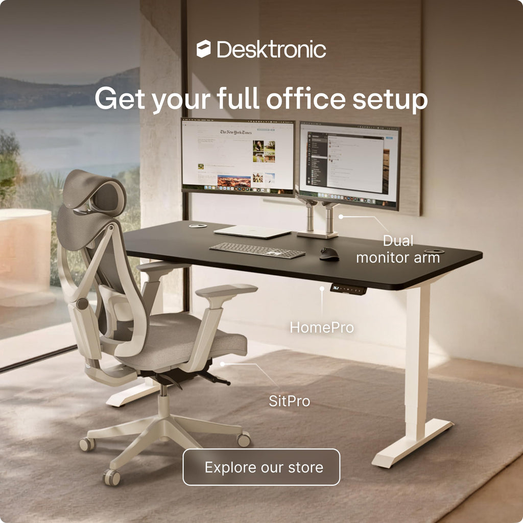 Standing Desk 48x24 — Made in Europe, Ergonomic Sit Stand Home Office Desk, Electric Height Adjustable, Dual Motor, USB & USB-C Charging, Wobble-Free, Touchscreen, 3 Memory Presets