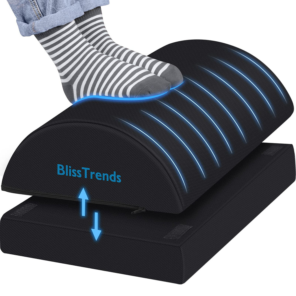 Foot Rest for Under Desk at Work-Versatile Foot Stool with Washable Cover-Comfortable Footrest with 2 Adjustable Heights for Car,Home and Office to Relieve Back,Lumbar,Knee Pain-Black