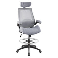 400lbs High Back Computer Office Drafting Chair Flip up Armrests Lumbar Support Adjustable Big Footrest Ring (Grey)