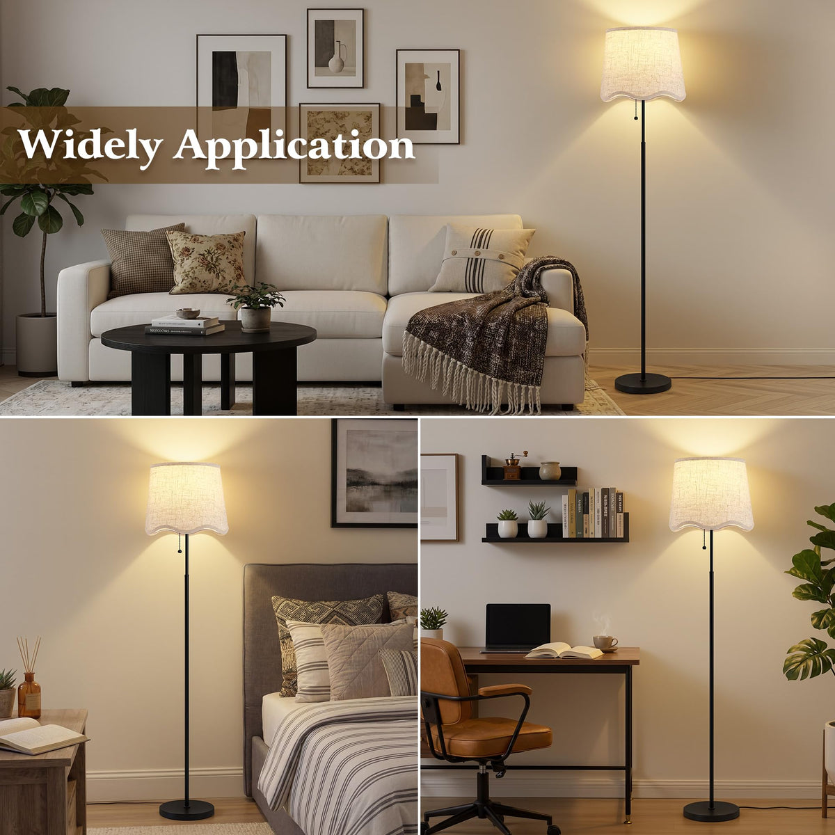 Floor Lamps for Living Room & Bedroom, 60" Modern Tall Standing Lamp, 3CCT