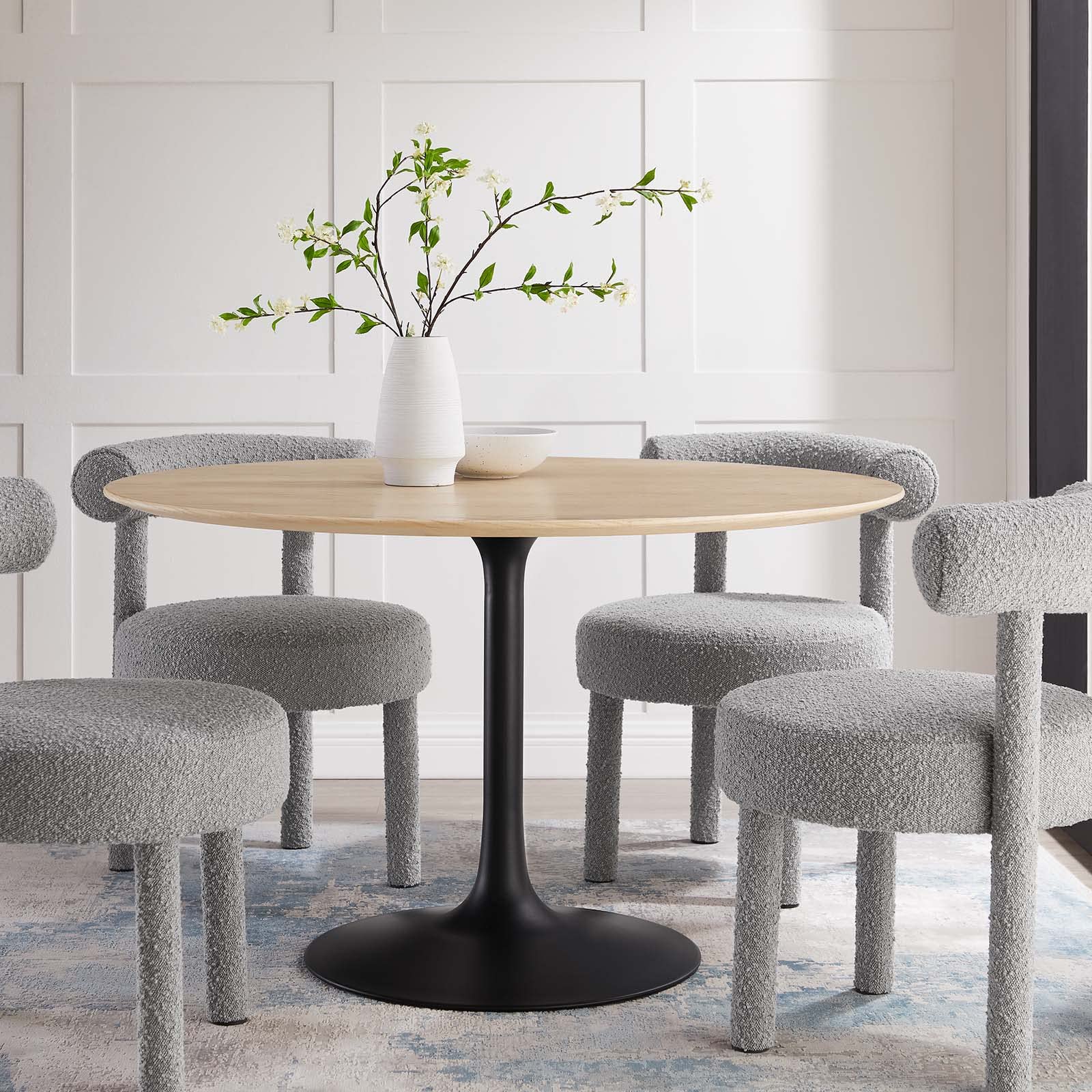 Modway Lippa Dining Table, 48", Black Natural