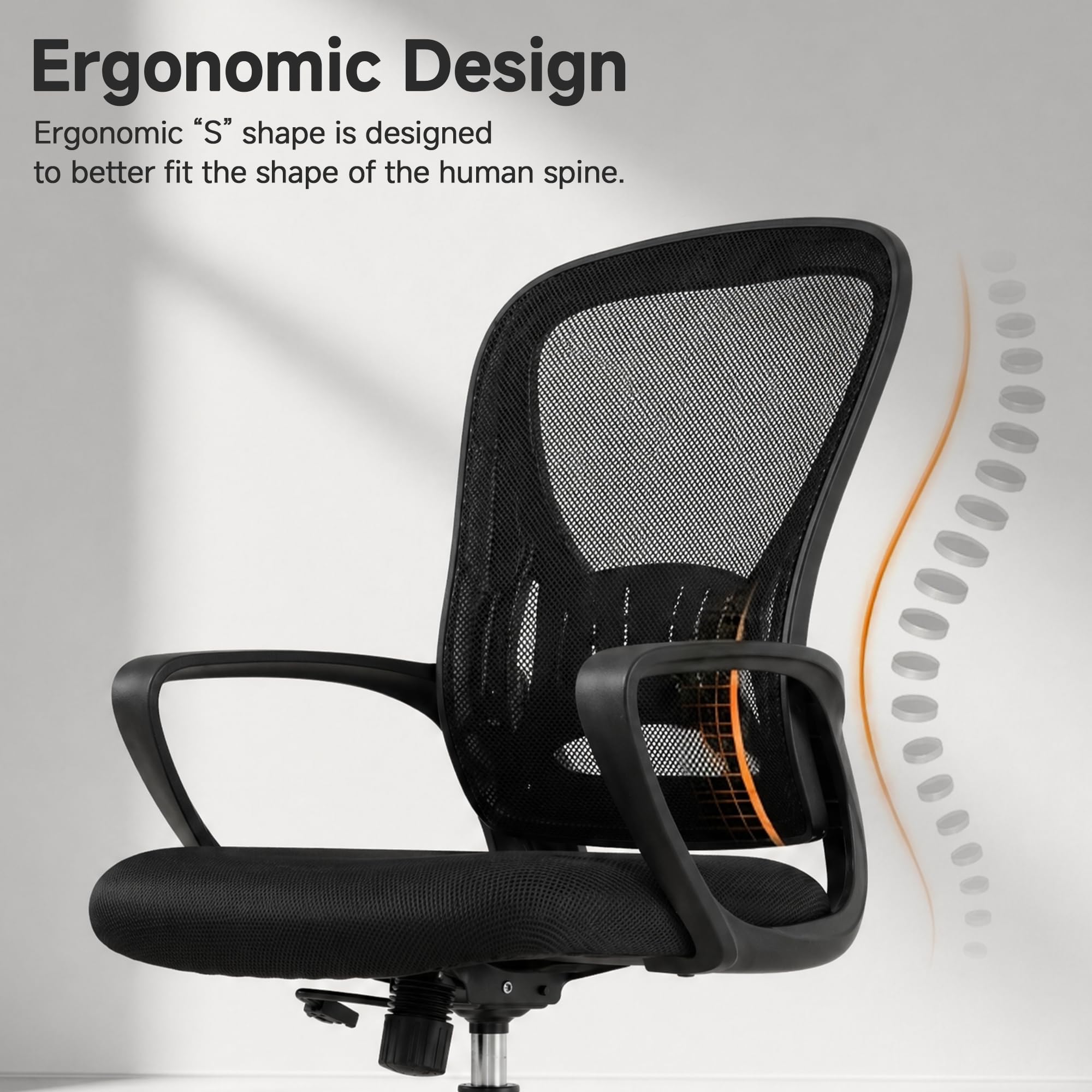 Ergonomic Office Chairs Set of 6, Mesh Conference Room Chairs, Swivel Computer Desk Chair with Wide Seat Cushion, Height Adjustable and Rocking Tilt for Home Office