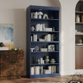 Solid Wood Bookcase - Stackable Modular 6-Tier Bookshelf - 71.5" Tall x 32" W - Navy Blue, Open Display Shelf for Living Room, Office, Renewable 100% Eco-Friendly Wood, Made in Brazil