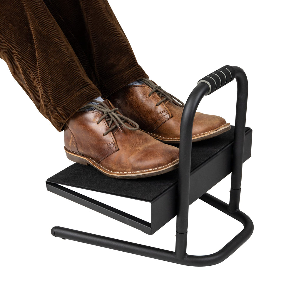 Foot Rest, Under Desk at Work, Ergonomic, Height Adjustable, Office, Metal, Black