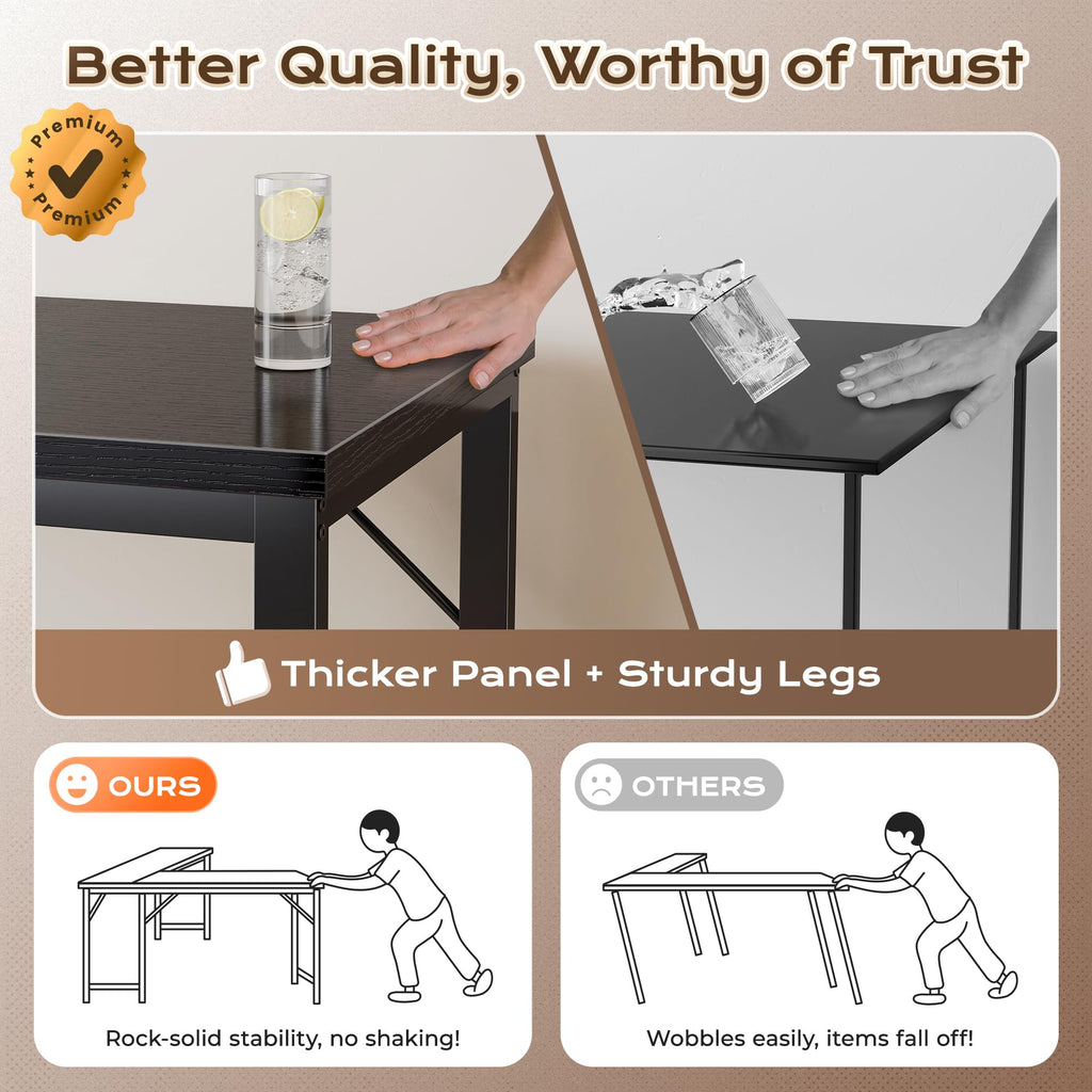 63 Inch L Shaped Desk with 0.95 Inch Thicker Desktop, Reversible Computer, Larger Corner Office Gaming Desk, Robust Metal Frame, for Home Office, Study, Black