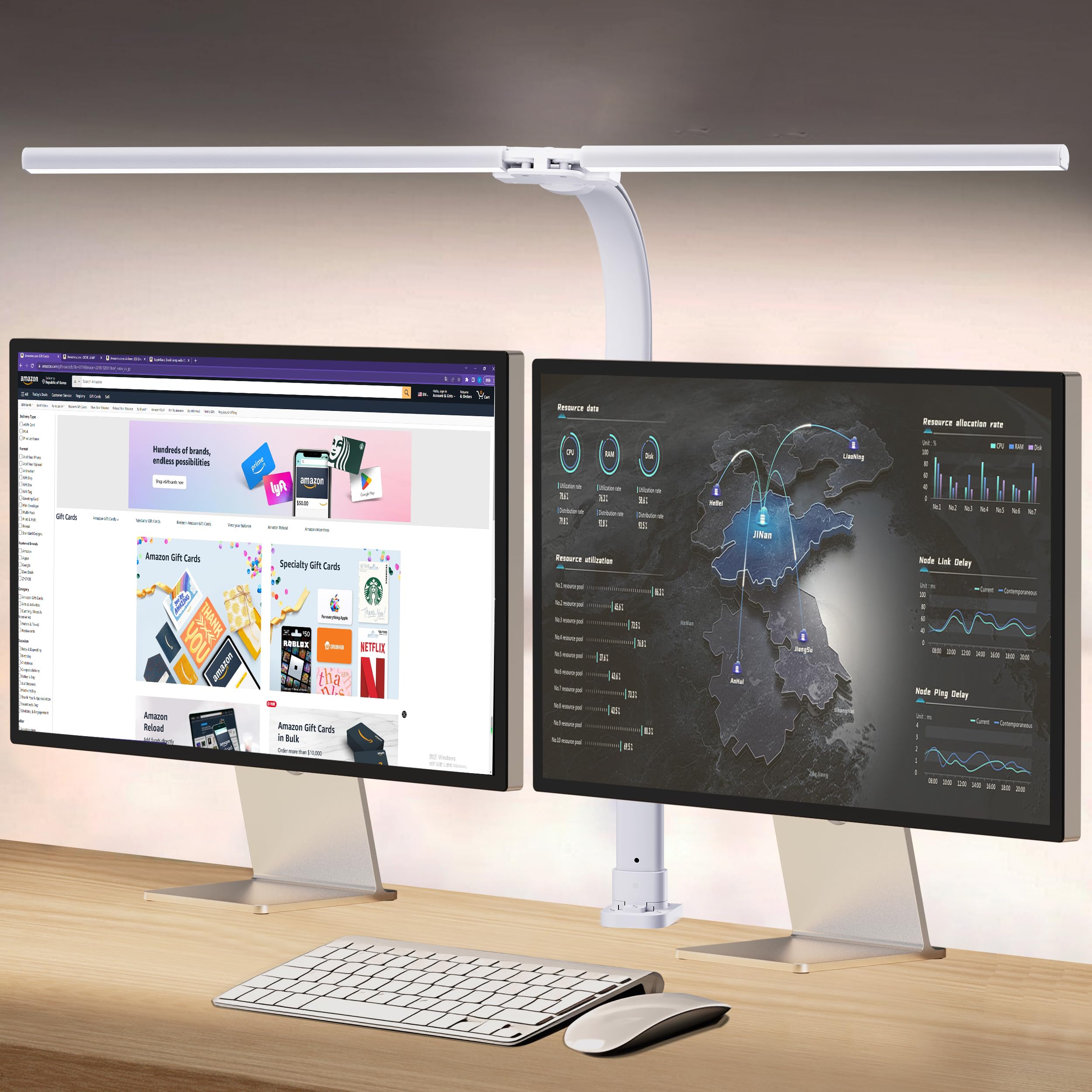 Led Desk Lamp for Office,24W Bright Eye-Caring Desk Light with Clamp,5 brightness and 5 temperatures Dimmable Workbench Task Light, Adjustable Gooseneck Table Lamp for Monitor Study(white)