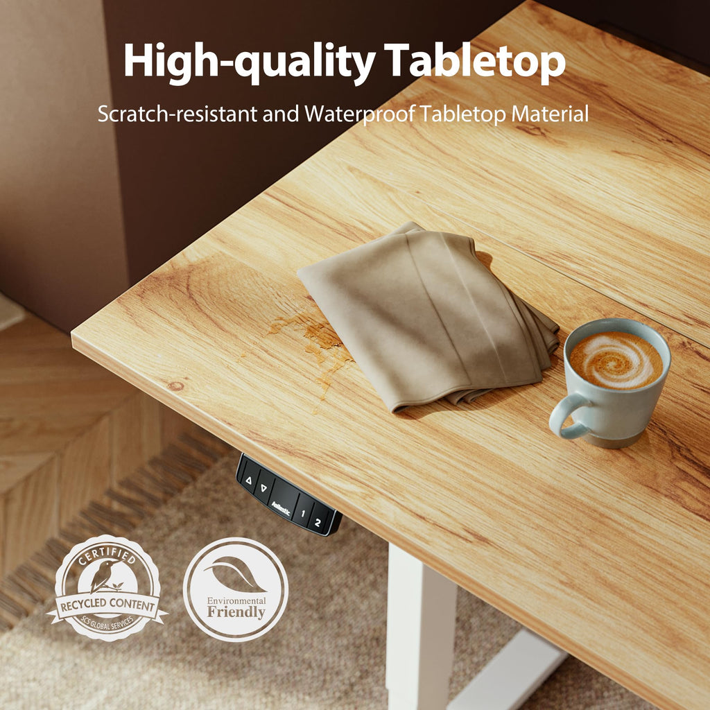 Electric Standing Desk, 48 x 24 Inches, Light Rustic Brown