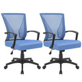 (2, Blue) Office Chair Ergonomic Computer Desk Mesh Chair Mid Back Swivel Lumbar Support with Armrest