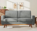 68" Loveseat Sofa Dark Gray, Comfy Corduroy Couch with Spring Cushion and Solid Wood, Modern Extra Deep Seat for Bedroom, Living Room, Office