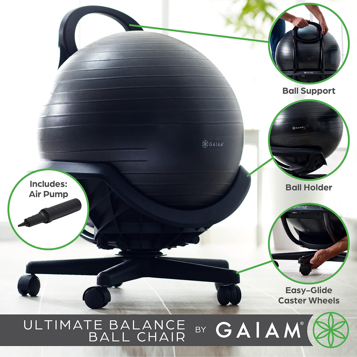 Ultimate Balance Ball Chair, Swivel Base, Home & Office