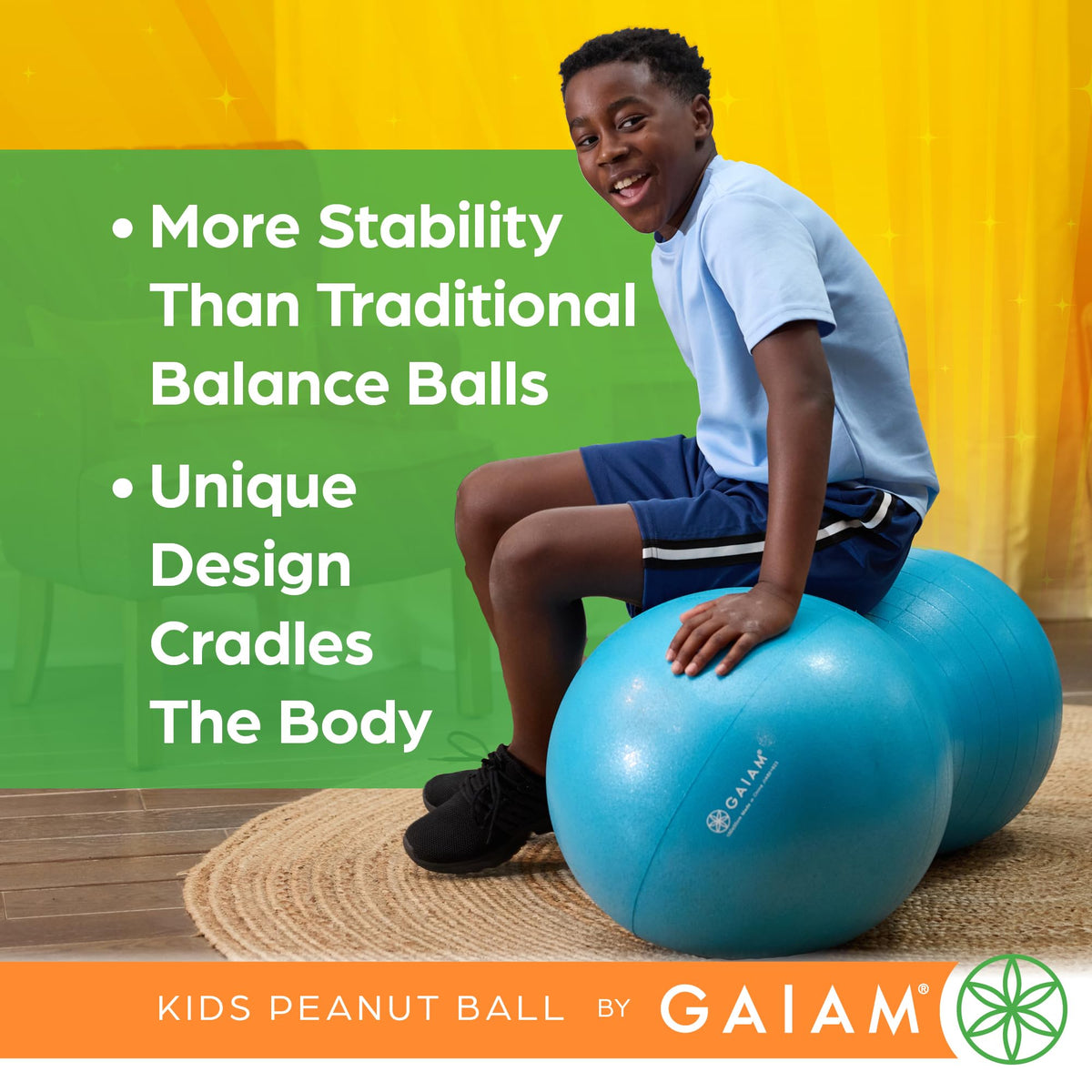 Kids Peanut Ball Chair, Flexible Seating for Classroom (Lime)