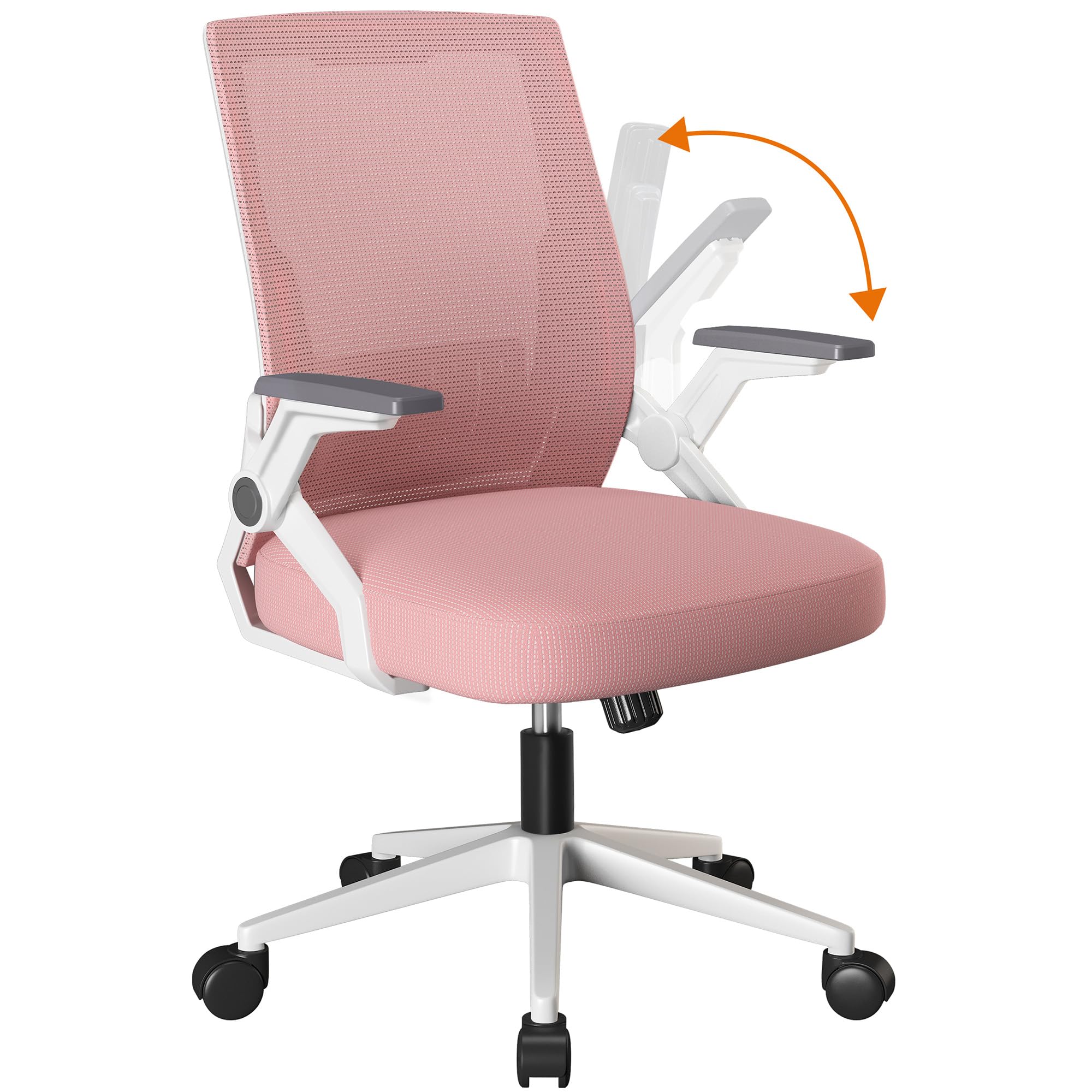 Office Chair with Flip-up Armrests Ergonomic Computer Desk Chair with Adaptive Lumbar Support & Breathable Mesh, Pink