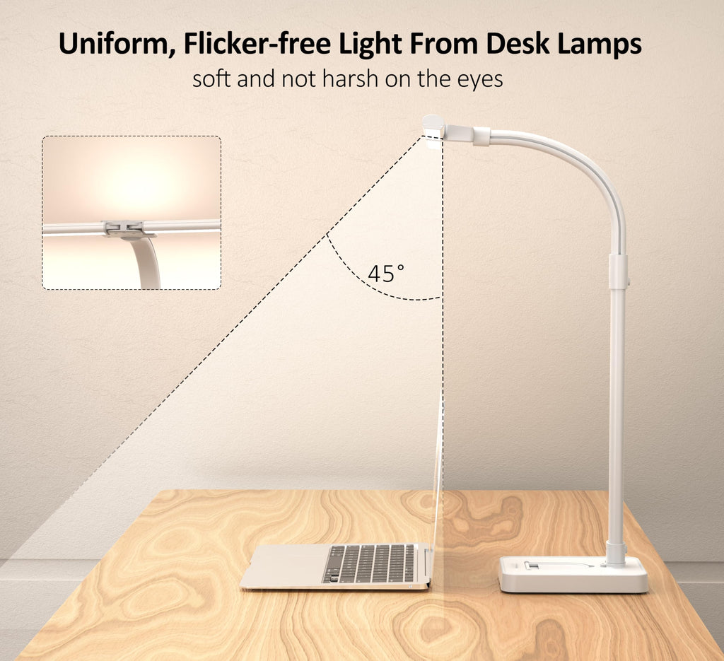 Double Head LED Desk Lamp, Architect Desk Lamps for Office, 24W Brightest Workbench Office Lighting-5 Color Modes and 5 Dimmable Eye Protection Modern Desk Lamp (White-Desktop, Big)