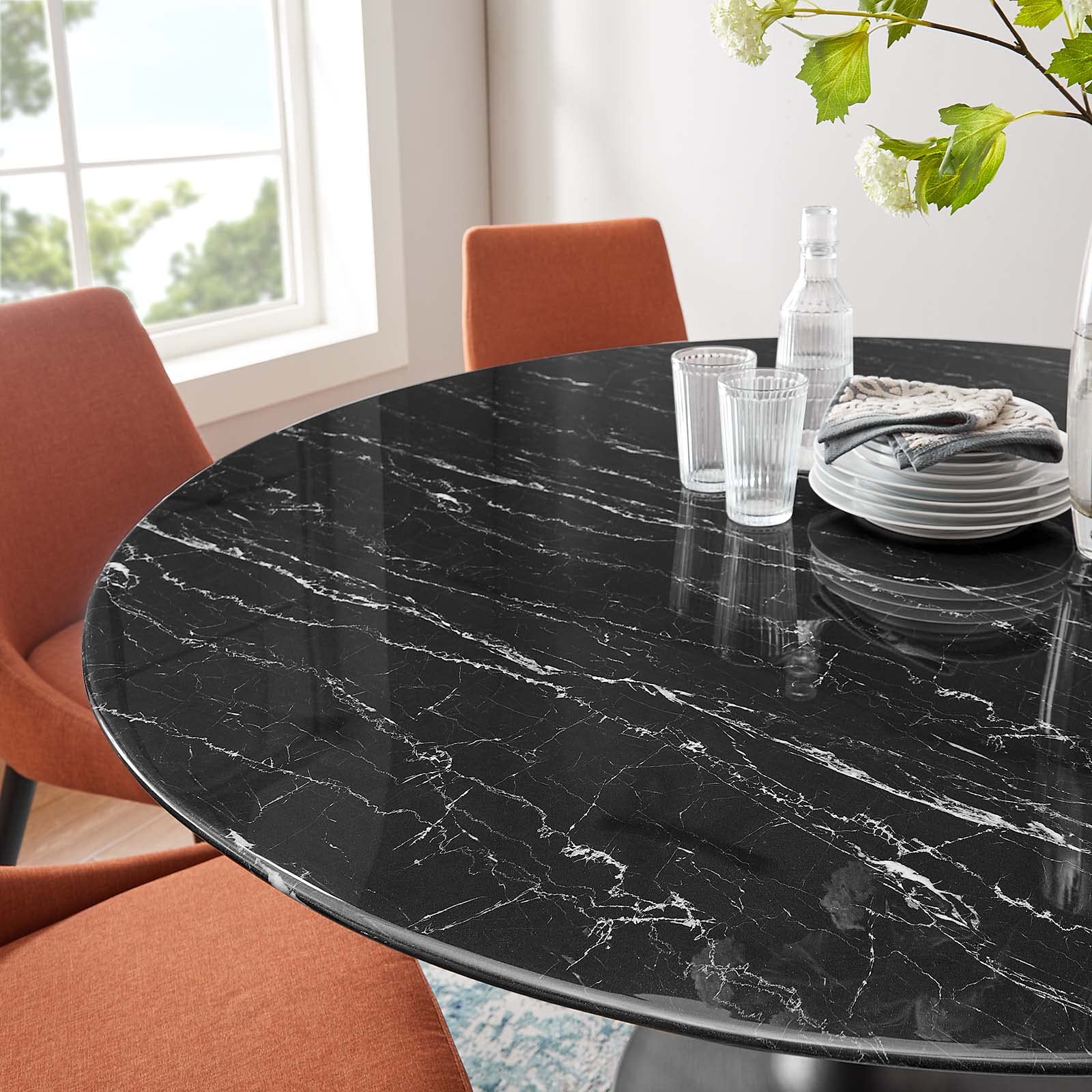 Modway Lippa Dining Table, 60", Black Black