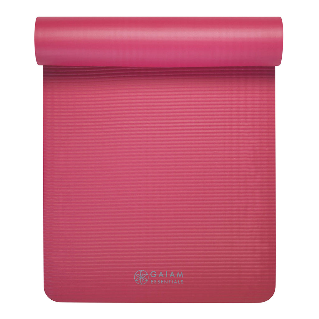 Essentials Thick Yoga Mat with Easy-Cinch Strap (Pink, 10mm)