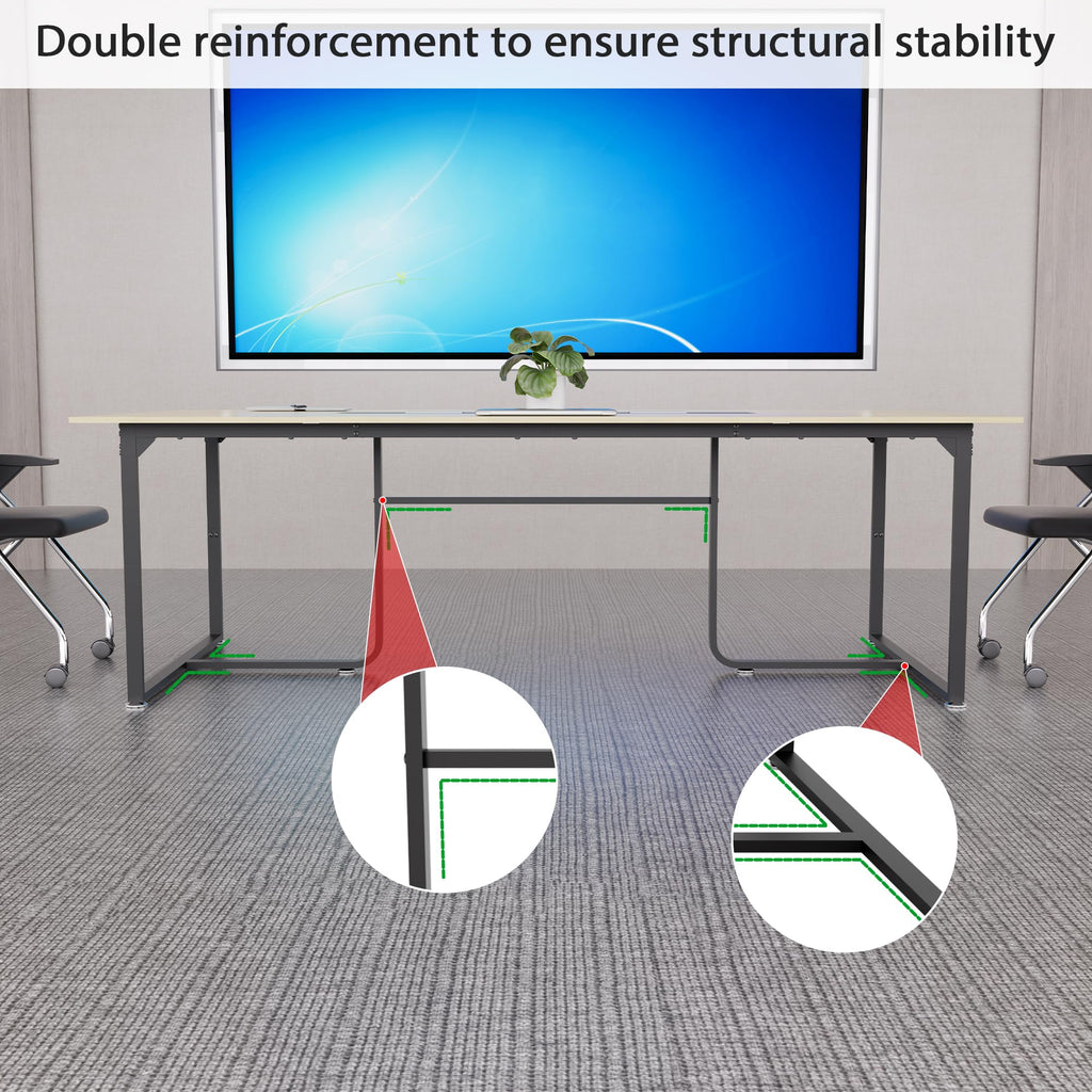 8FT Conference Table,94.4 L x 47.2 W x30.7 H Meeting Seminar Table with Grommet,Stability Enhancement,Large Conference Room Table for Office Meeting (Wood)