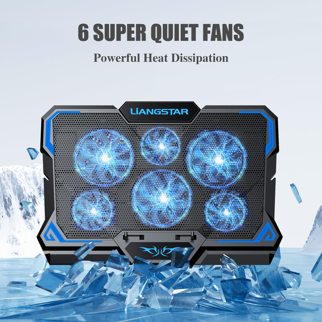Laptop Cooling Pad, Laptop Cooler with 6 Quiet Led Fans for 15.6-17 Inch Laptop Cooling Fan Stand, Portable Ultra Slim USB Powered Gaming Laptop Cooling Pad, Switch Control Fan Speed Function